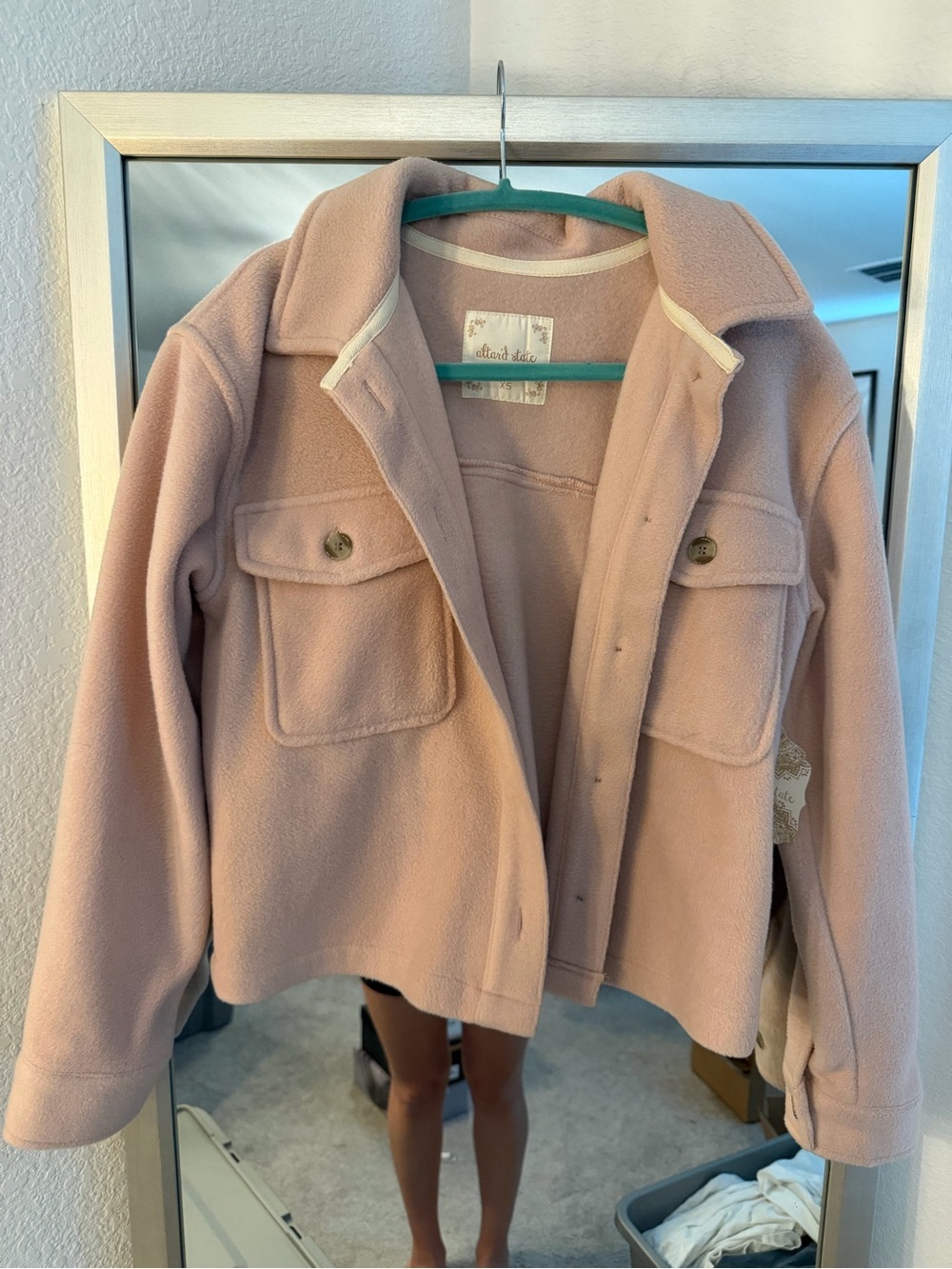 Altar'd State Button Up Cropped Fleece Jacket